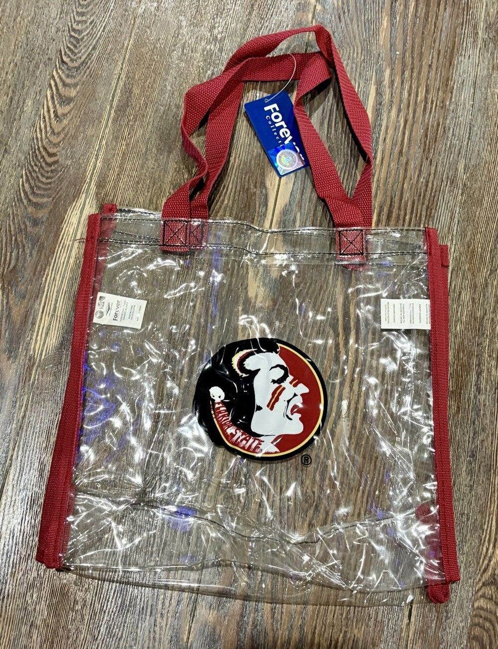 FSU Seminoles Florida State Vintage Old School Logo Clear/Garnet Tote Bag - NWT